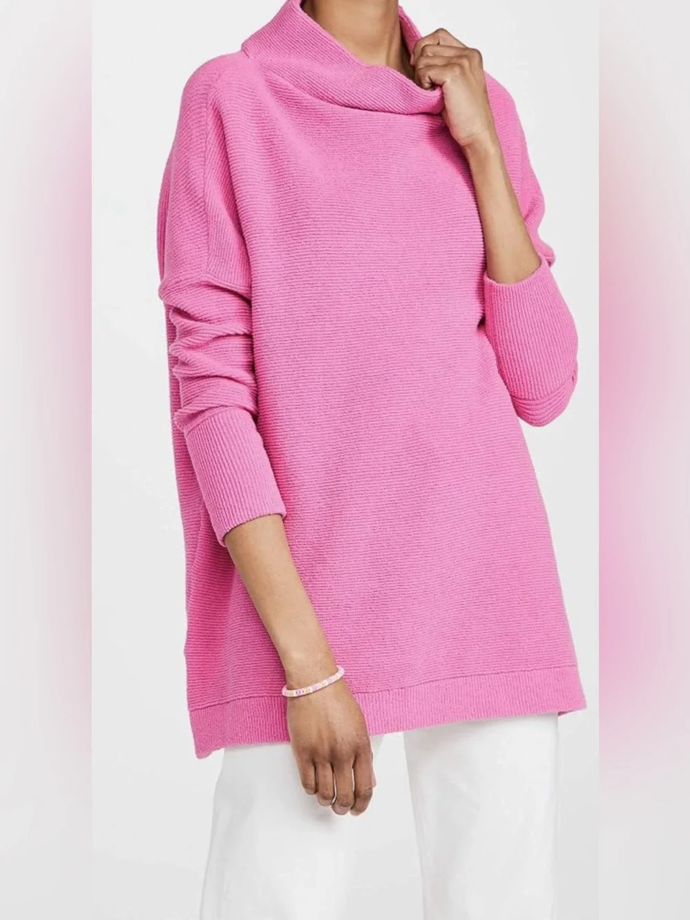 Free People Ottoman Slouchy Oversized Tunic Sweater Hot Pink Women’s Size Small